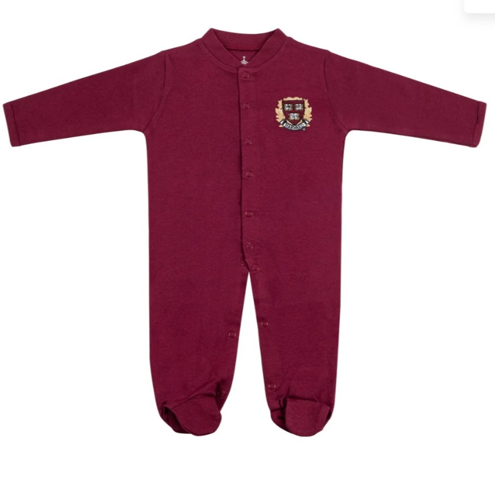 Harvard Embroidered Logo - Baby Infant Onesie Cotton Romper 0-3 months in Maroon
